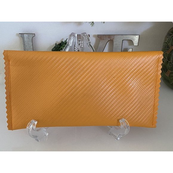 Stash Bag By John Galt Orange Clutch With Rhinestones Magnetic Close NWOT 9"X5" - Picture 10 of 16